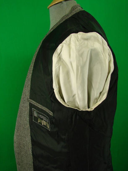 CLASSIC BRITISH MADE JOHN G.HARDY PURE WOOL GREY HERRINGBONE TWEED JACKET 44 IN