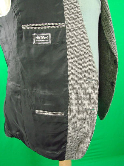 CLASSIC BRITISH MADE JOHN G.HARDY PURE WOOL GREY HERRINGBONE TWEED JACKET 44 IN