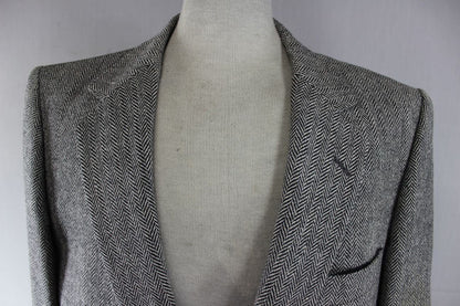 CLASSIC BRITISH MADE JOHN G.HARDY PURE WOOL GREY HERRINGBONE TWEED JACKET 44 IN