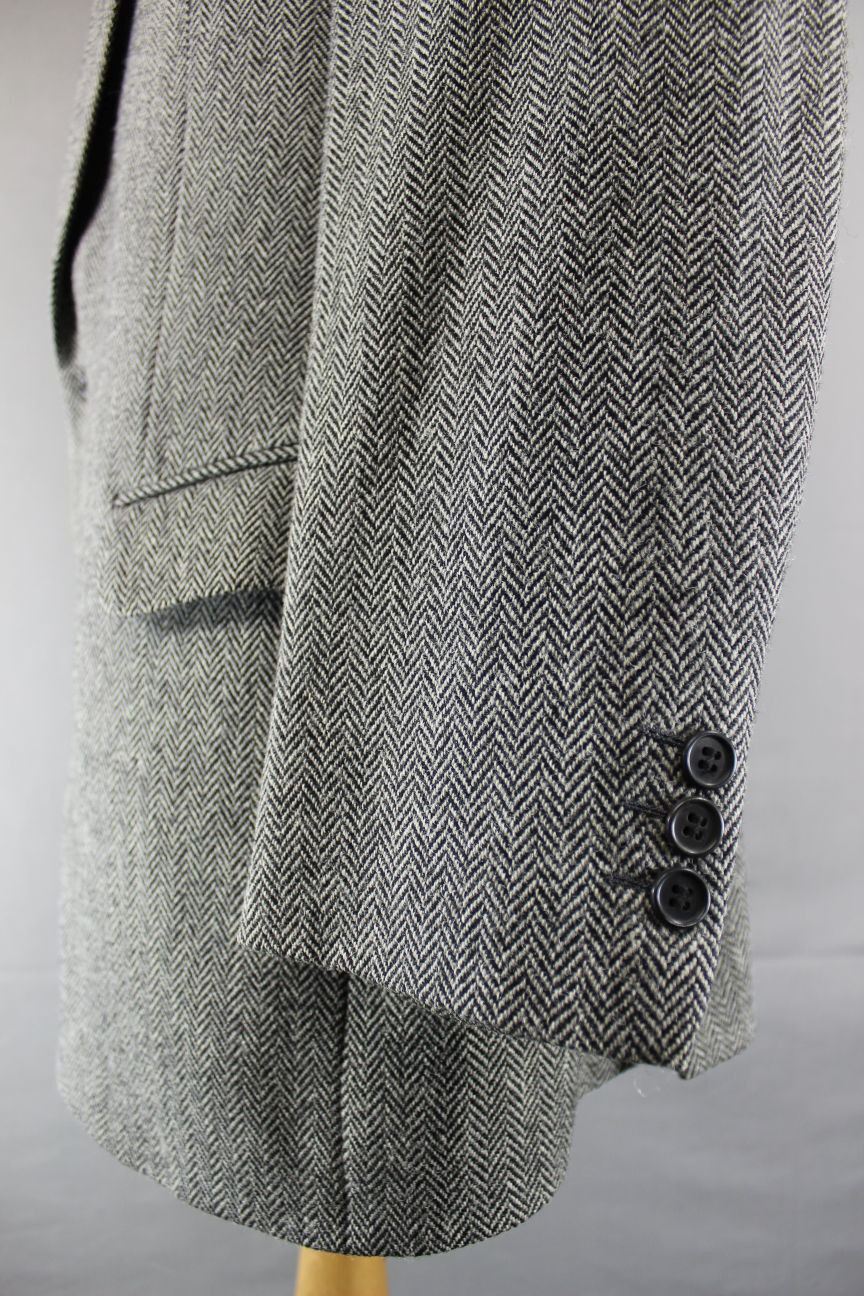 CLASSIC BRITISH MADE JOHN G.HARDY PURE WOOL GREY HERRINGBONE TWEED JACKET 44 IN
