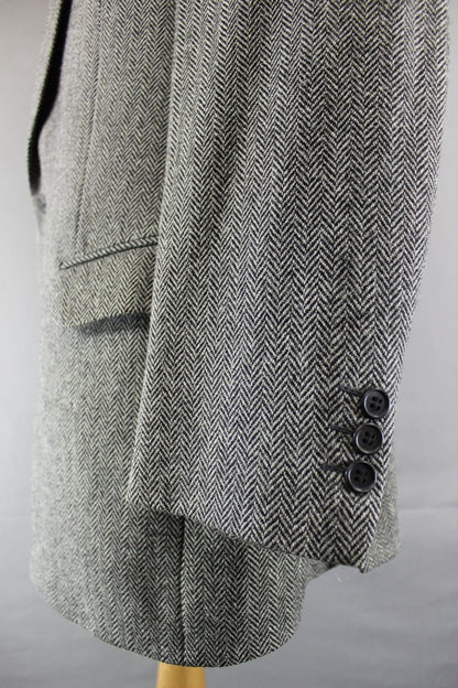 CLASSIC BRITISH MADE JOHN G.HARDY PURE WOOL GREY HERRINGBONE TWEED JACKET 44 IN