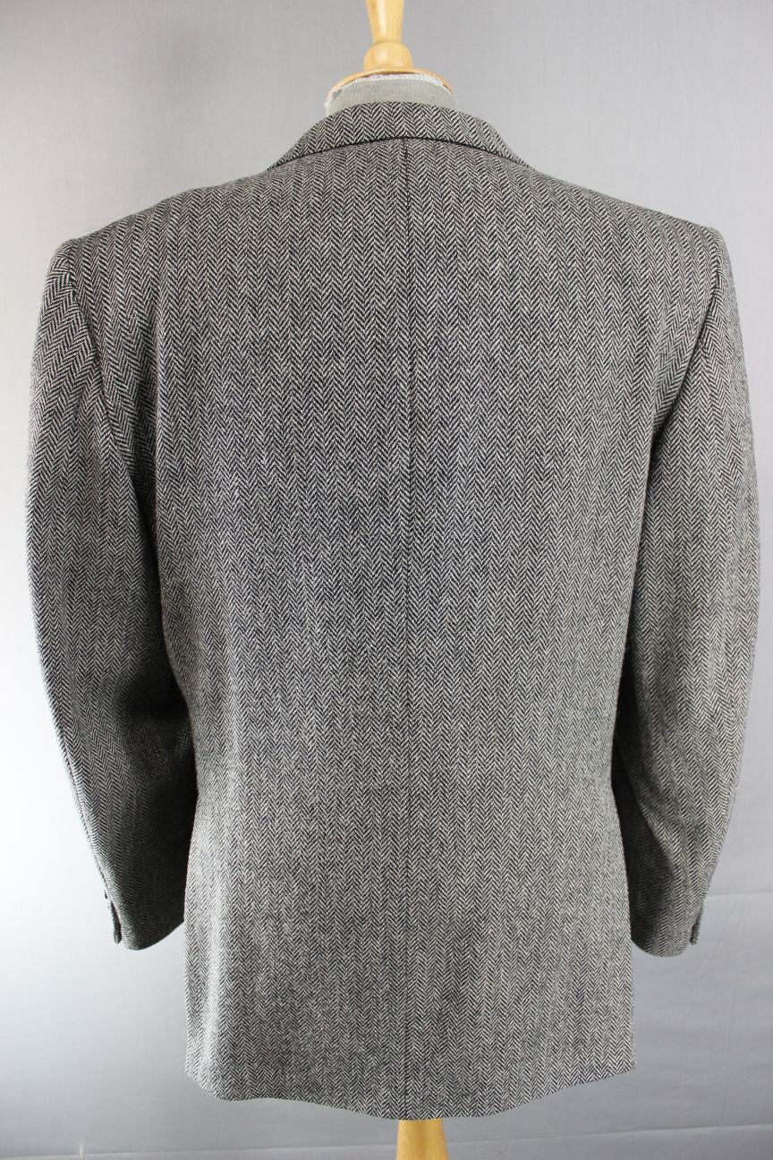 CLASSIC BRITISH MADE JOHN G.HARDY PURE WOOL GREY HERRINGBONE TWEED JACKET 44 IN