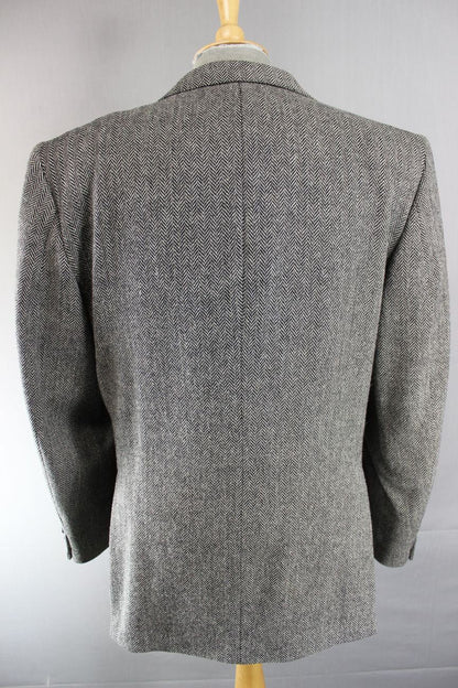 CLASSIC BRITISH MADE JOHN G.HARDY PURE WOOL GREY HERRINGBONE TWEED JACKET 44 IN