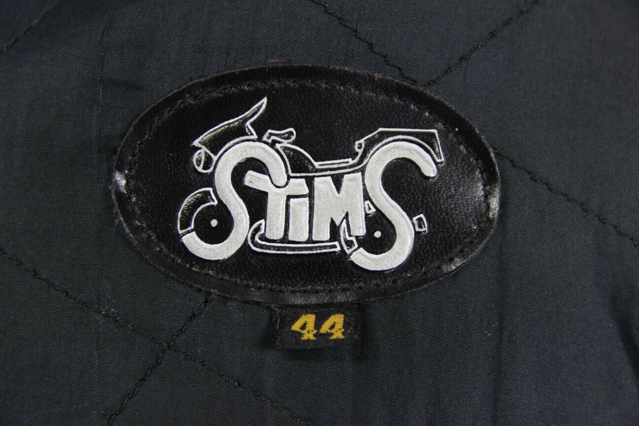 GREY, BLACK, WHITE & RED STIMS LEATHER BIKER JACKET 44 INCH