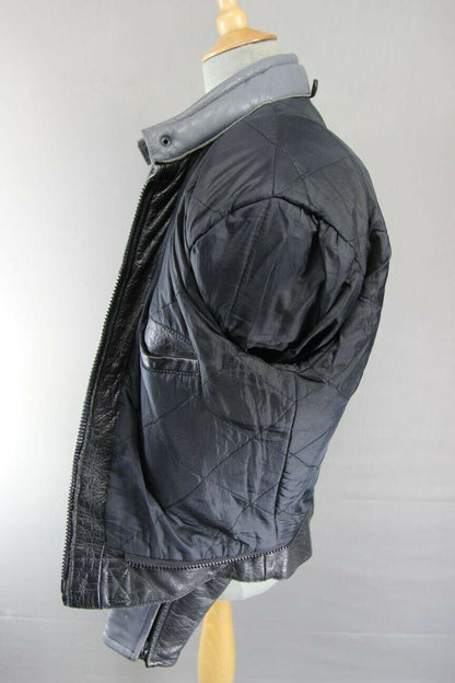 GREY, BLACK, WHITE & RED STIMS LEATHER BIKER JACKET 44 INCH