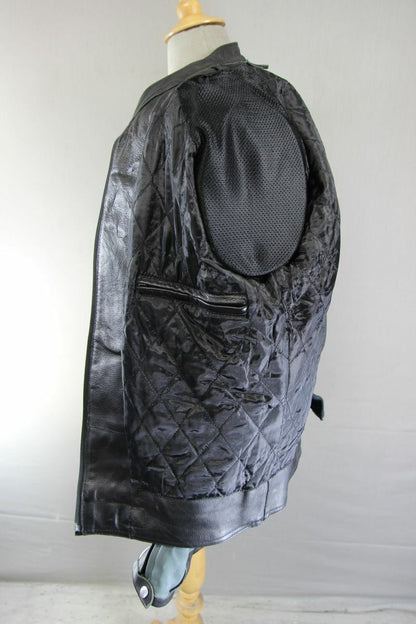 RELTEX BLACK, GREY, WHITE & SILVER LEATHER BIKER JACKET WITH CE ARMOUR 42 INCH