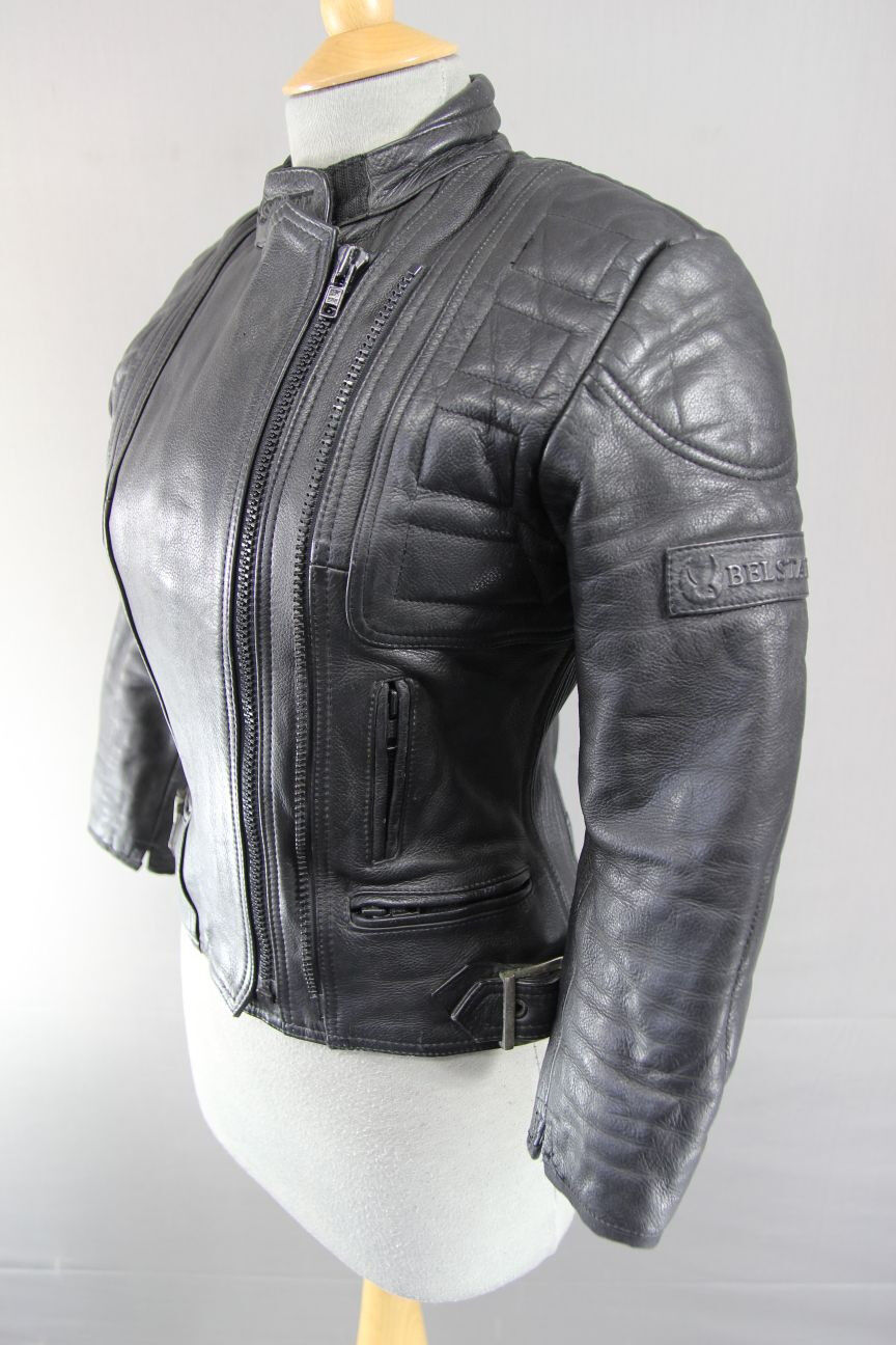 CLASSIC BELSTAFF BLACK LEATHER BIKER JACKET SIZE 10