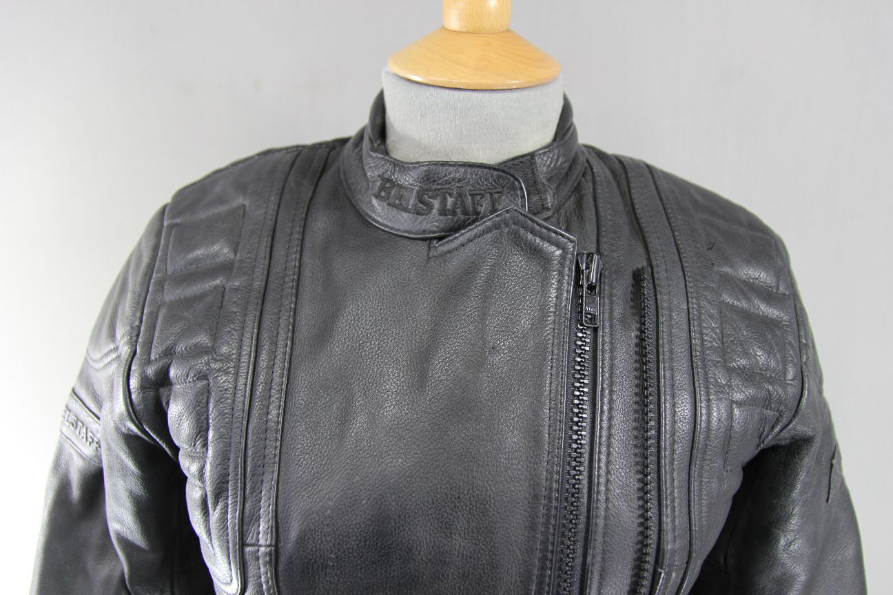 CLASSIC BELSTAFF BLACK LEATHER BIKER JACKET SIZE 10