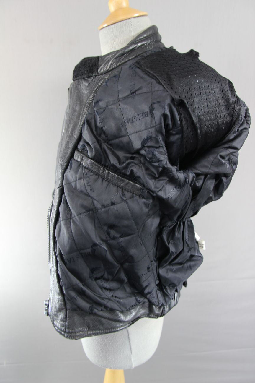 CLASSIC BELSTAFF BLACK LEATHER BIKER JACKET SIZE 10