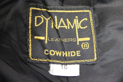 BLACK DYNAMIC LEATHERS COWHIDE BIKER TROUSERS SIZE 16: WAIST 30"/INSIDE LEG 29"