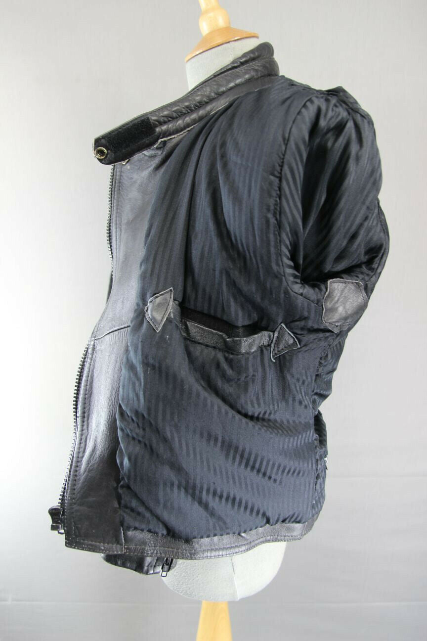 CLASSIC BLACK LEATHER SPORTEX A5 BIKER JACKET: SIZE 14