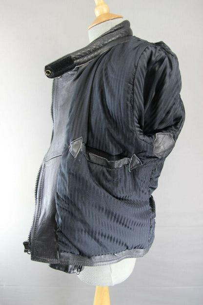 CLASSIC BLACK LEATHER SPORTEX A5 BIKER JACKET: SIZE 14
