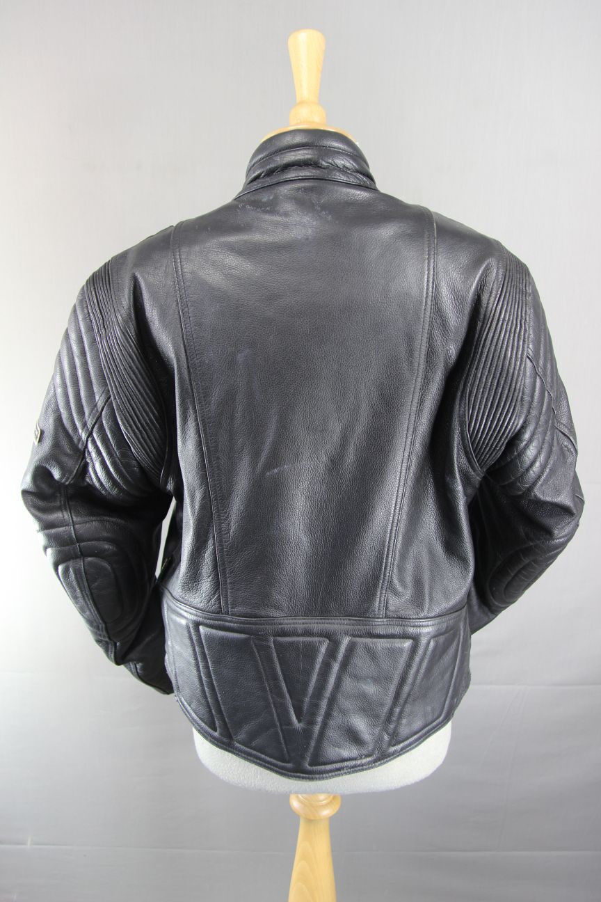 CLASSIC AKITO G FORCE BLACK LEATHER BIKER JACKET SIZE 14