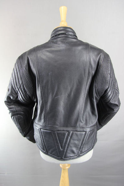 CLASSIC AKITO G FORCE BLACK LEATHER BIKER JACKET SIZE 14