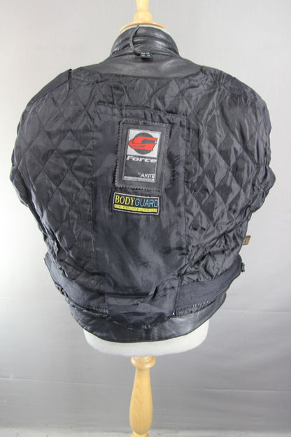 CLASSIC AKITO G FORCE BLACK LEATHER BIKER JACKET SIZE 14