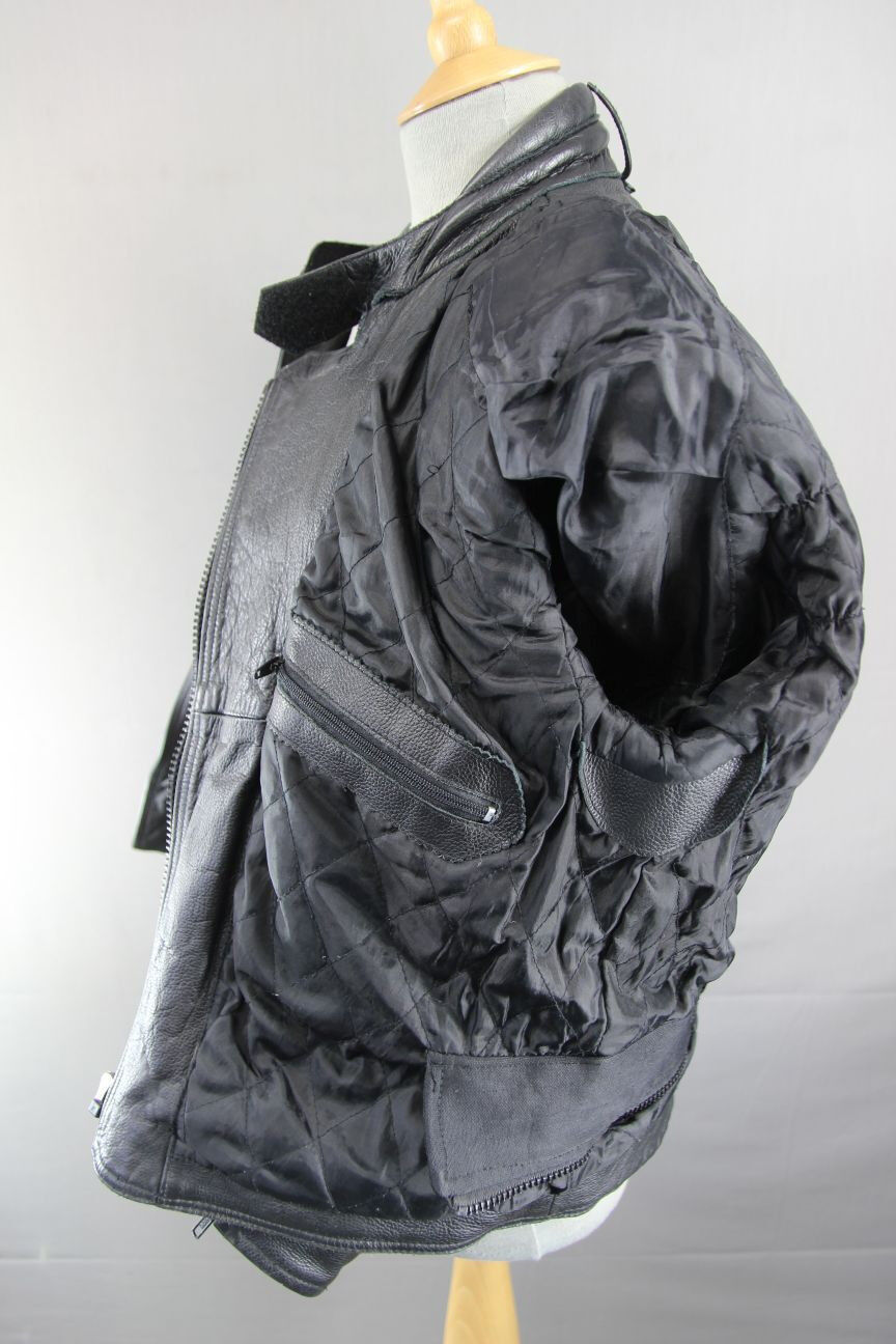 CLASSIC AKITO G FORCE BLACK LEATHER BIKER JACKET SIZE 14