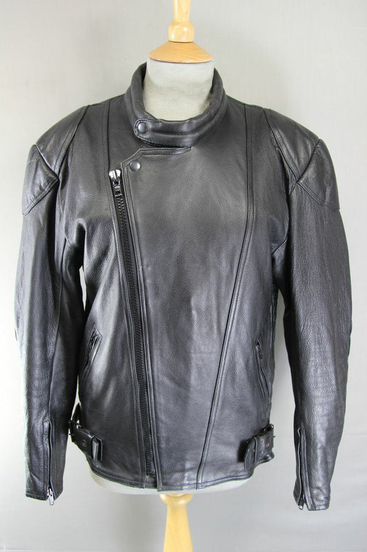 DYNAMIC LEATHERS CLASSIC BLACK BIKER JACKET 38 INCH