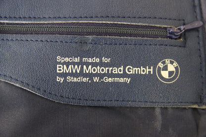 VINTAGE 1970's/1980's BMW MOTORRAD BLUE & CREAM LEATHER BIKER JACKET 36-38 INCH