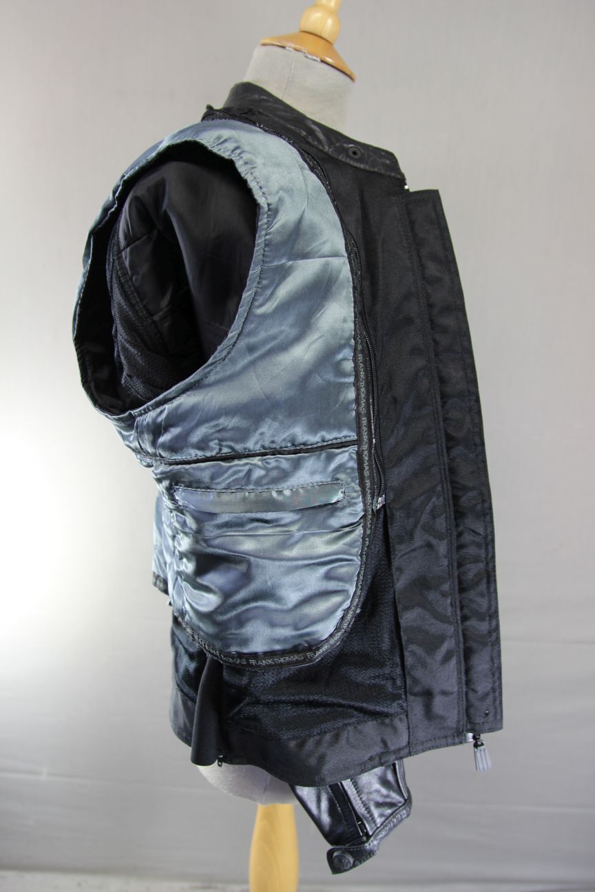 FRANK THOMAS LADY RIDER BLACK LEATHER BIKER JACKET WITH THERMAL LINING: SIZE 14
