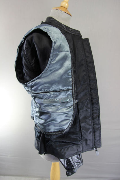 FRANK THOMAS LADY RIDER BLACK LEATHER BIKER JACKET WITH THERMAL LINING: SIZE 14