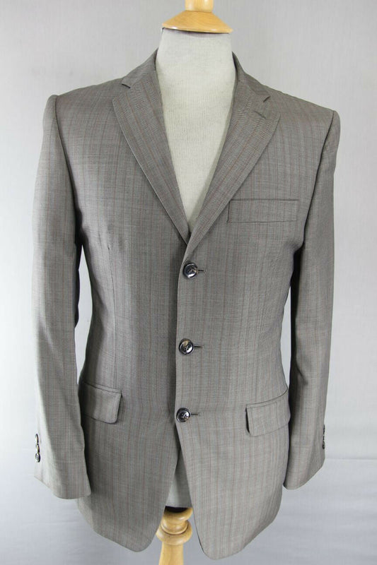 BRAND NEW STVDIO BY JEFF BANKS PURE WOOL STRIPED TAUPE JACKET 36 INCH: RRP £119