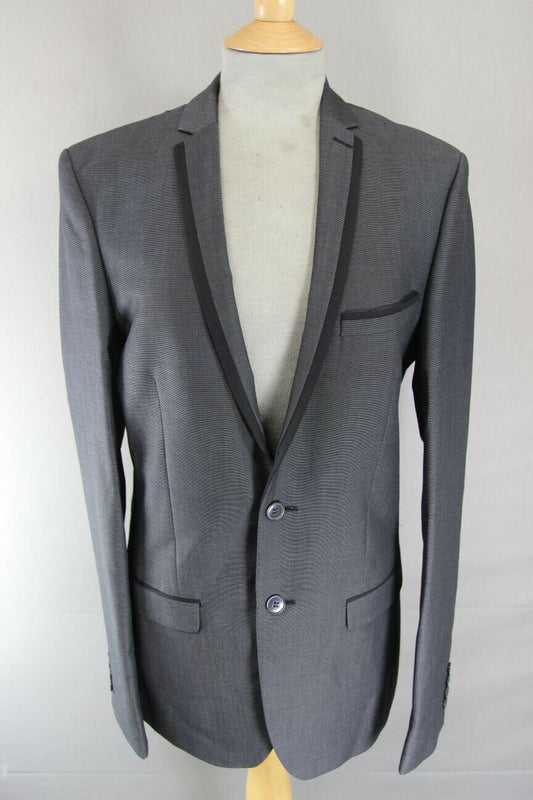 BRAND NEW DARK GREY/CHARCOAL JACKET WITH BLACK TRIM: 36IN CHEST (EXTRA LONG FIT)
