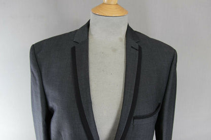 BRAND NEW DARK GREY/CHARCOAL JACKET WITH BLACK TRIM: 36IN CHEST (EXTRA LONG FIT)