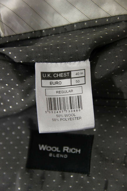 BRAND NEW WOOL RICH BLEND GREY JACKET: 40 INCH CHEST (REGULAR FIT)