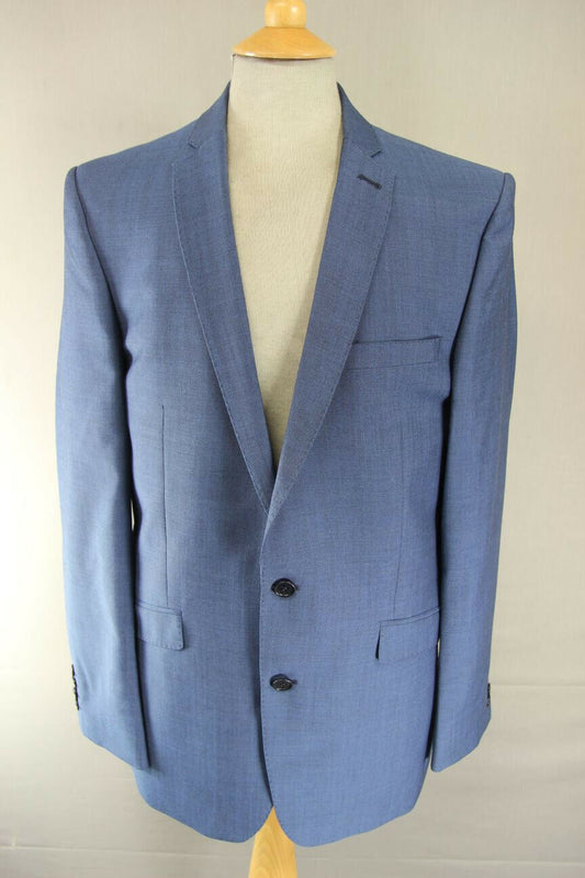 BRAND NEW WOOL RICH BLEND BLUE JACKET: 40 INCH CHEST (LONG FIT)