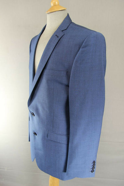 BRAND NEW WOOL RICH BLEND BLUE JACKET: 40 INCH CHEST (LONG FIT)