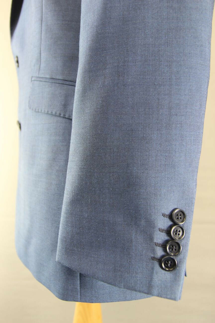 BRAND NEW WOOL RICH BLEND BLUE JACKET: 40 INCH CHEST (LONG FIT)