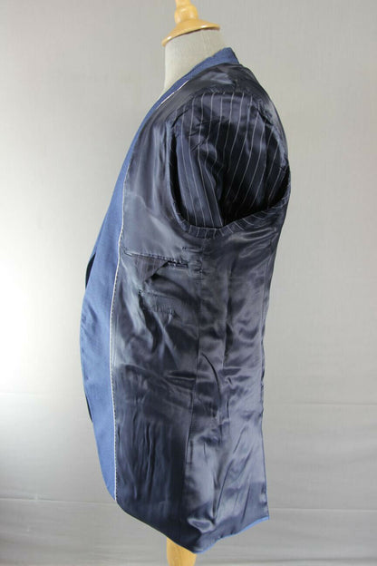 BRAND NEW WOOL RICH BLEND BLUE JACKET: 40 INCH CHEST (LONG FIT)