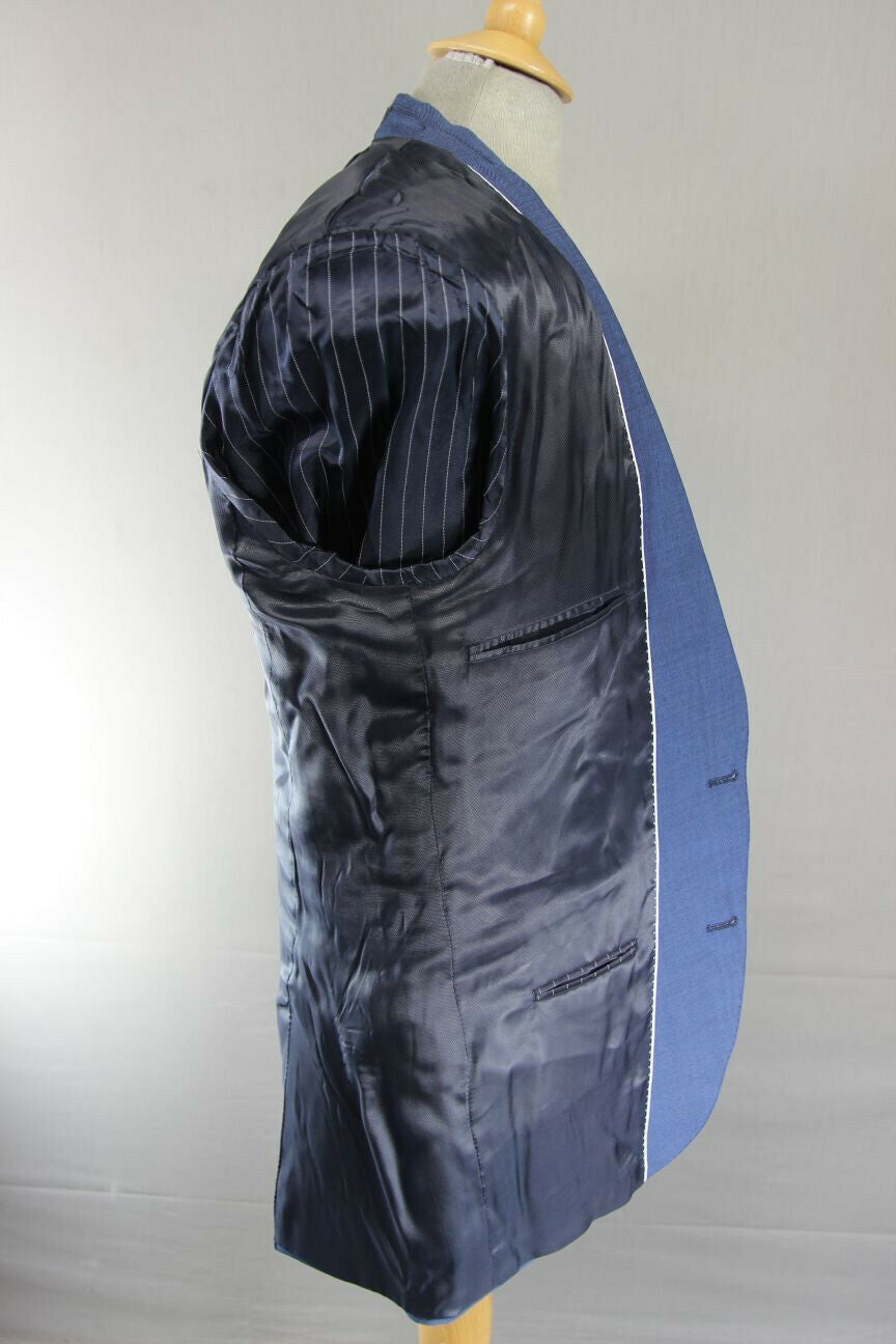 BRAND NEW WOOL RICH BLEND BLUE JACKET: 40 INCH CHEST (LONG FIT)