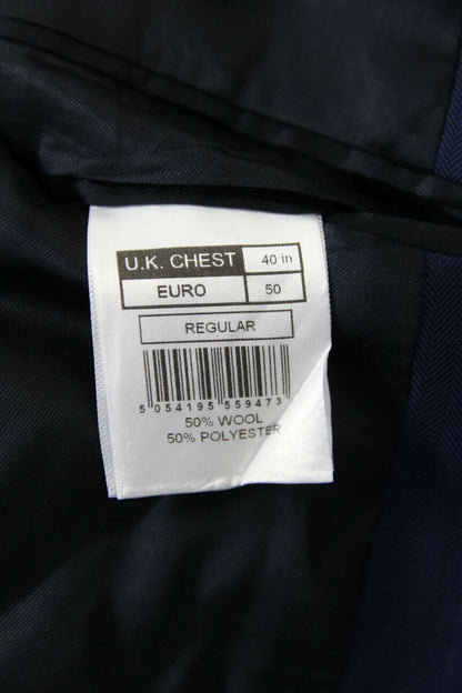 BRAND NEW WOOL RICH BLEND BLUE JACKET: 40 INCH CHEST (REGULAR FIT)