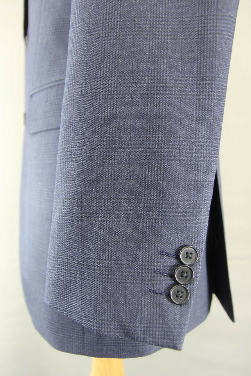 BRAND NEW DARK BLUE/NAVY CHECKED JACKET: 36 INCH CHEST (LONG FIT)