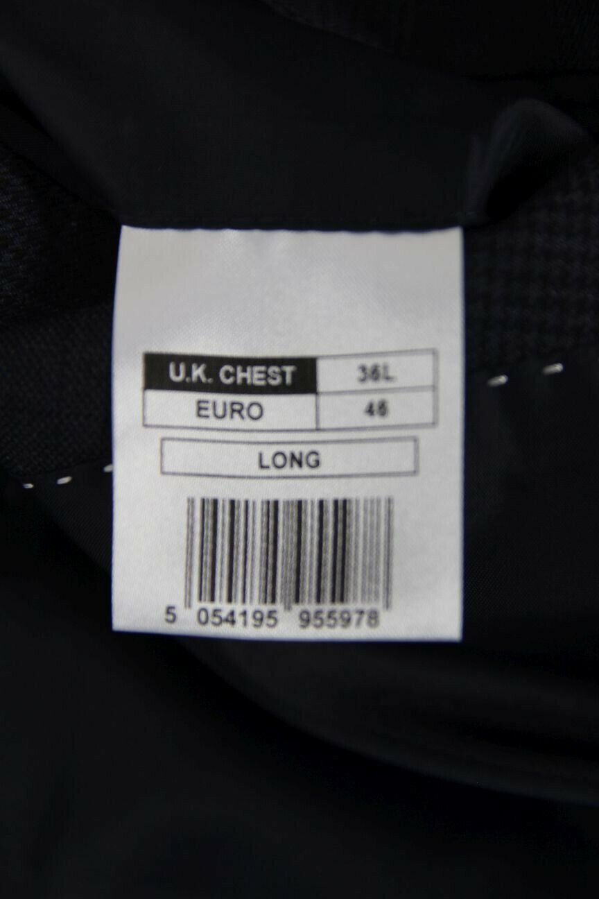 BRAND NEW DARK BLUE/NAVY CHECKED JACKET: 36 INCH CHEST (LONG FIT)