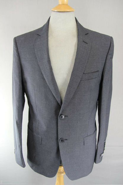 BRAND NEW PURE WOOL ITALIAN FABRIC GREY JACKET: 38" CHEST (REGULAR OR SHORT FIT)