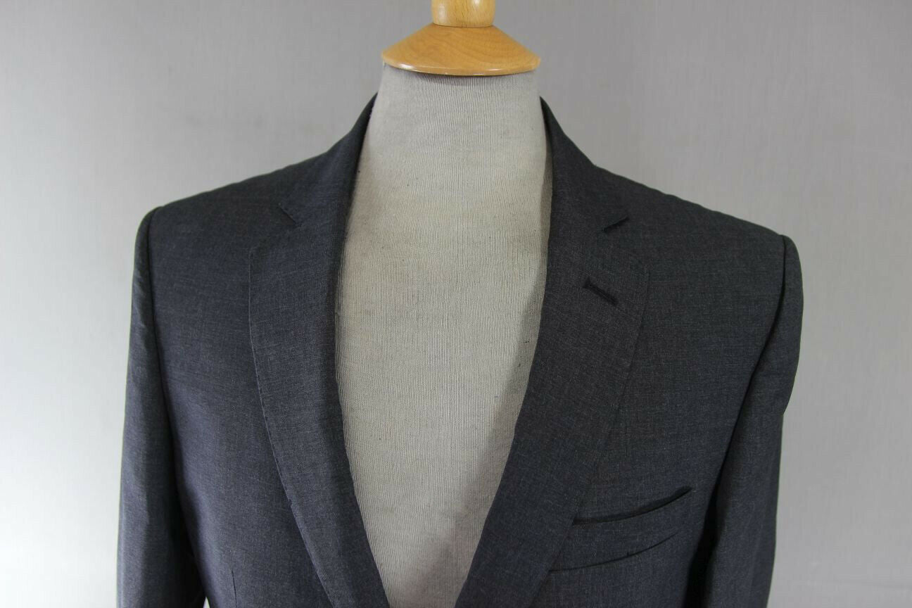 BRAND NEW PURE WOOL ITALIAN FABRIC GREY JACKET: 38" CHEST (REGULAR OR SHORT FIT)