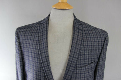 BRAND NEW WOOL RICH BLEND CHECKED GREY JACKET 38-40 INCH CHEST (SHORT FIT)