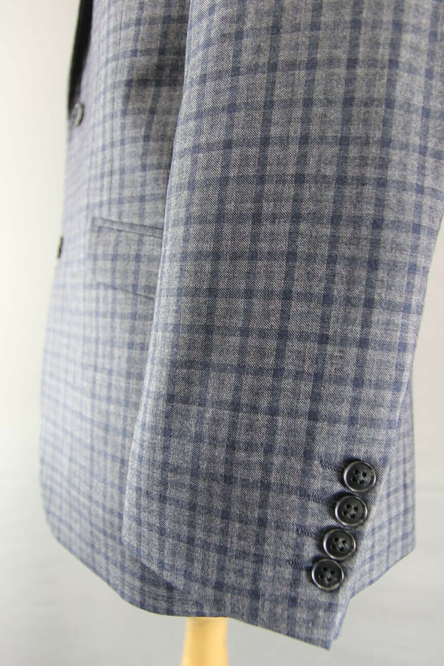 BRAND NEW WOOL RICH BLEND CHECKED GREY JACKET 38-40 INCH CHEST (SHORT FIT)