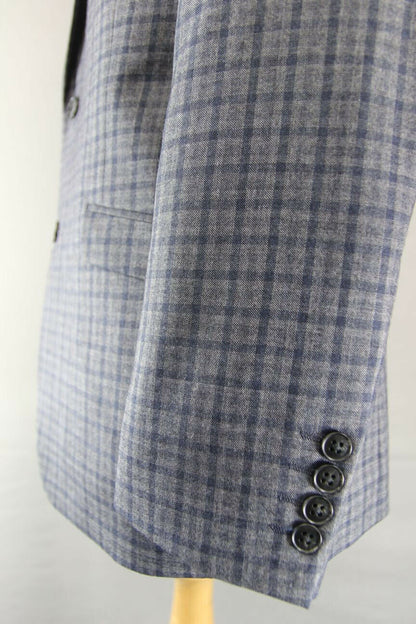 BRAND NEW WOOL RICH BLEND CHECKED GREY JACKET 38-40 INCH CHEST (SHORT FIT)