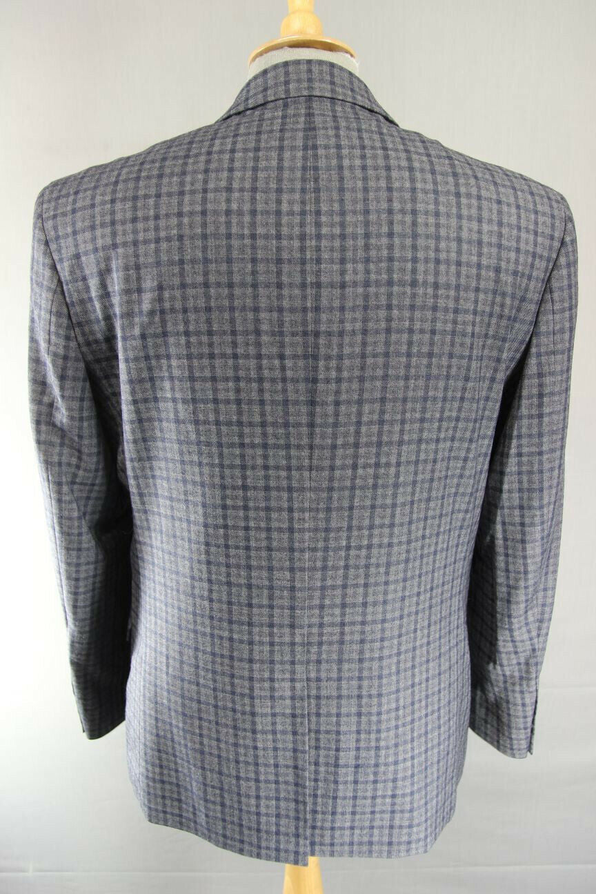 BRAND NEW WOOL RICH BLEND CHECKED GREY JACKET 38-40 INCH CHEST (SHORT FIT)