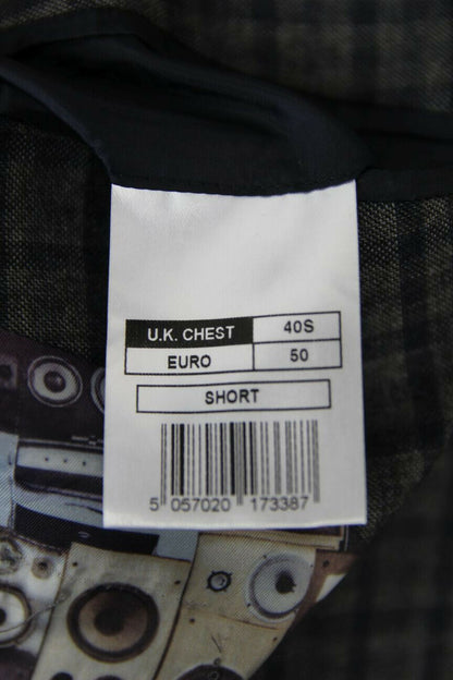 BRAND NEW WOOL RICH BLEND CHECKED GREY JACKET 38-40 INCH CHEST (SHORT FIT)