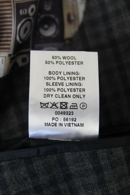 BRAND NEW WOOL RICH BLEND CHECKED GREY JACKET 38-40 INCH CHEST (SHORT FIT)