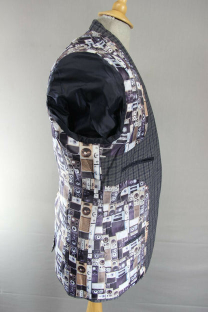 BRAND NEW WOOL RICH BLEND CHECKED GREY JACKET 38-40 INCH CHEST (SHORT FIT)