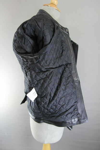 EURO STYLE CLASSIC BLACK LEATHER BIKER JACKET: SIZE 10