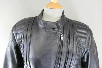 WEISE BLACK LEATHER BIKER JACKET WITH SHOULDER & ELBOW CE ARMOUR SIZE 16
