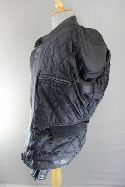 WEISE BLACK LEATHER BIKER JACKET WITH SHOULDER & ELBOW CE ARMOUR SIZE 16