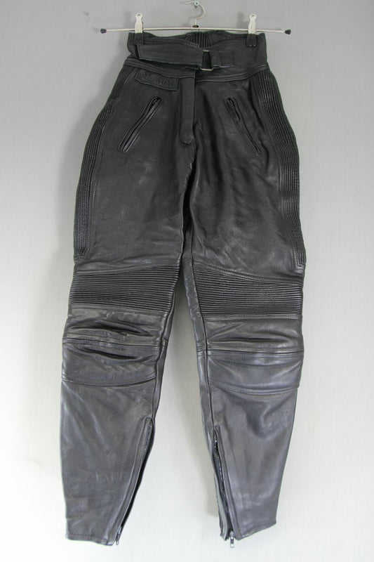 BELSTAFF BLACK LEATHER BIKER TROUSERS SIZE 10: WAIST 24 INCHES/LEG 29 INCHES