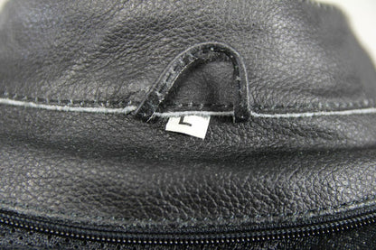 BLACK & WHITE LEATHER BIKER JACKET 38 INCH